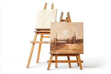 Wooden Easel with Canvas Art Display