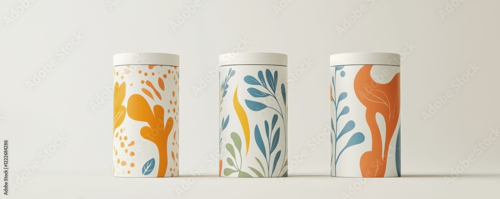 Poster colorful abstract patterned containers with modern design