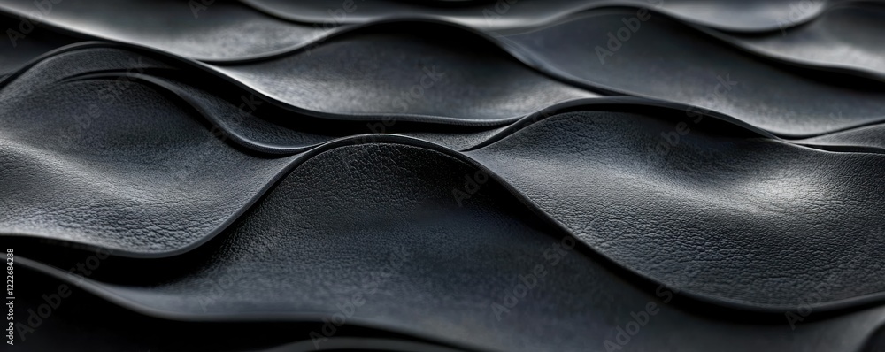 Poster abstract black leather waves texture pattern with light and shadow