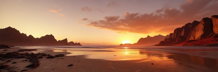 Fototapeta premium Gradual transition from fiery red to soft yellow , fiery, atmosphere