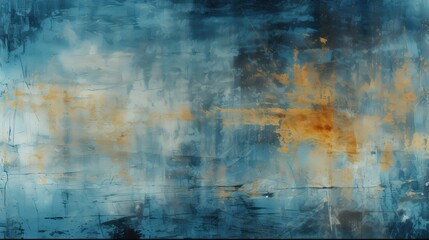 Obraz premium Abstract Glitch Art with Weathered Texture and Vibrant Colors in Shades of Blue and Orange for Creative Backgrounds or Design Projects