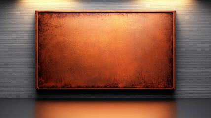 Representations of Rust Concept, Rust textured display board with warm lighting and sleek background