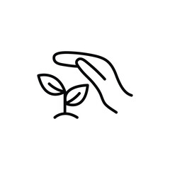 hand holds leaves - black vector icon eco icon protection care nature organic sign