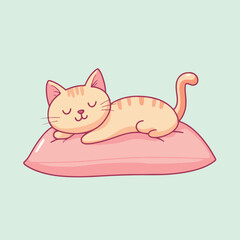 cute cat siting a pillow cartoon vector illustration 