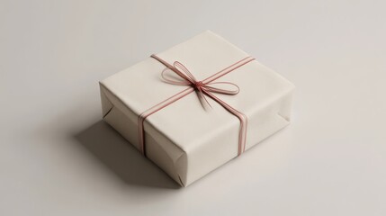 A simply wrapped gift box with a delicate ribbon.