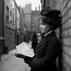 Black and White Portrait of a Female Journalist in 1890s London