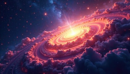 Obraz premium Cosmic dance of starlight amidst swirling nebula colors, cosmic, astronomical