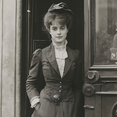 Black and White Portrait of a Female Journalist in 1890s London