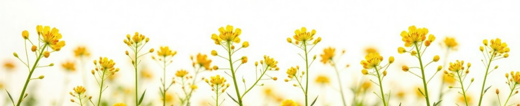 Delicate golden petals of Camelina sativa gold of pleasure plant on a white background, nature, camelina, yellow