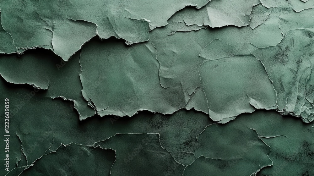 Poster high-resolution image of green textured paper surface with crumpled details showcasing gentle shadow