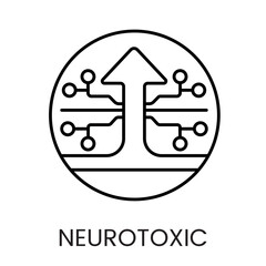 An arrow emerging from circuits in vector, symbolizing directed neurotoxic signals, with an editable stroke