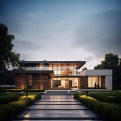Obraz premium Modern house architecture building outdoors.