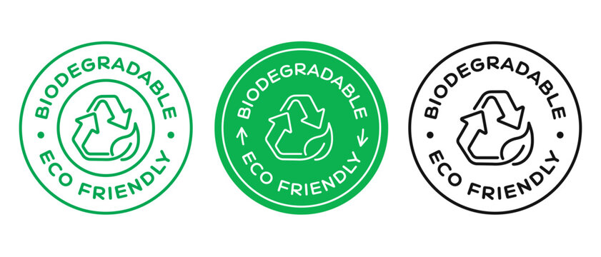 Biodegradable Badge Sign. Eco Friendly Icon Label. Recycle Symbol.