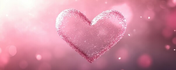 Glittering pink heart with sparkling bokeh background