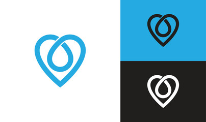 Heart Drop Logo Design:  A minimalist logo design featuring a stylized water droplet seamlessly integrated within a heart shape, symbolizing love, purity, and hydration. 