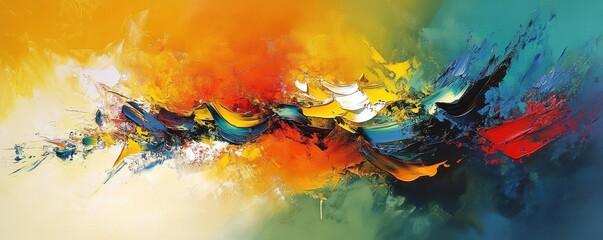Vibrant abstract expressionism with dynamic brushstrokes and bold colors