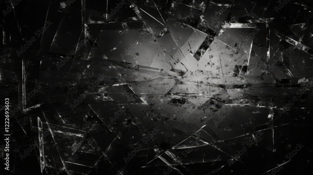 Poster grunge broken glass texture overlay with dark background and abstract patterns for creative designs 