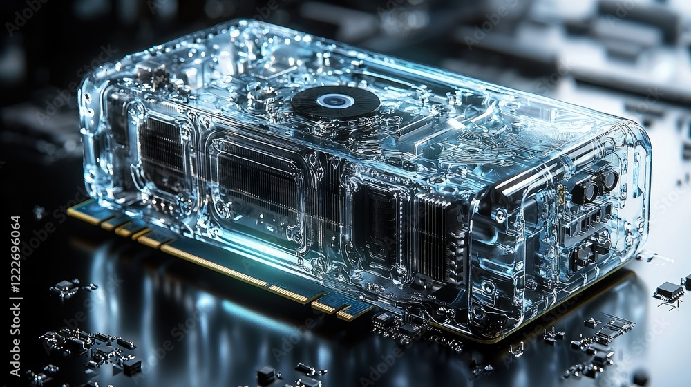Poster transparent graphics card internal components displayed