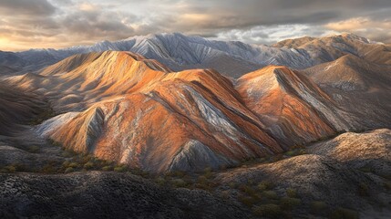 Obraz premium Vibrant Sunset Over Colorful Mountain Range