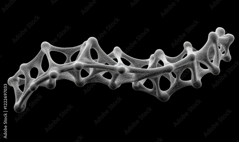 Poster high-resolution image of a dna double helix in black and white, emphasizing its intricate structure 