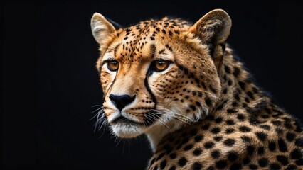 Obraz premium Close-up profile of a cheetah, showcasing its distinctive spotted fur,