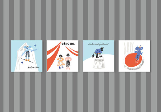 Artistic Circus Themed Posters Layout