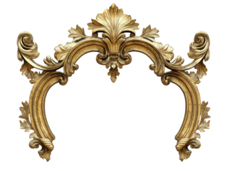 Isolated Ornate Gold Arch with Leaves
