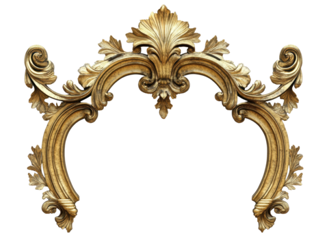 Isolated Ornate Gold Arch with Leaves