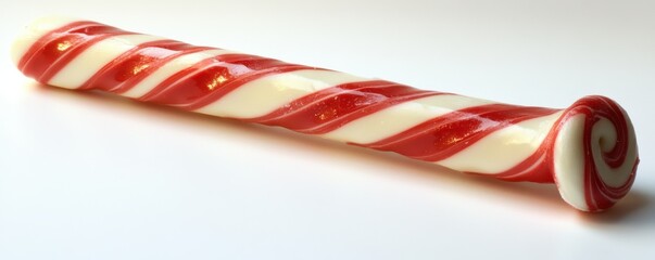 Obraz premium Red and white twisted candy cane on white background