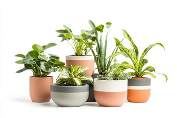 A Collection of Vibrant Houseplants in Stylish Pots - Modern Indoor Garden Design