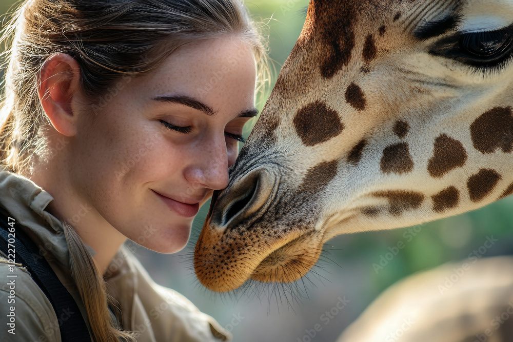 Poster interacting with animals designed generative ai image