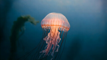 Jellyfish swimming on the seabed