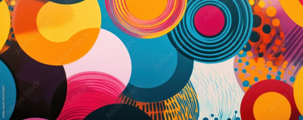 Poster colorful abstract geometric circles and patterns in vibrant design
