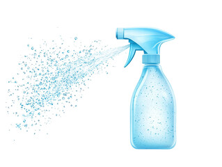 Isolated Spray Bottle with Water Droplets