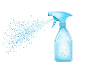 Isolated Spray Bottle with Water Droplets
