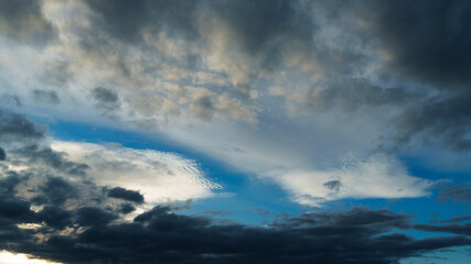 beautiful blue sky with dramatic clouds for abstract background