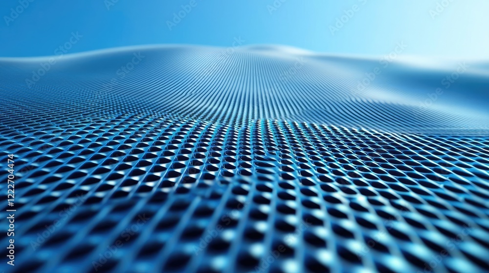 Poster clean energy idea. modern abstract background of blue mesh with smooth waves and depth effect.