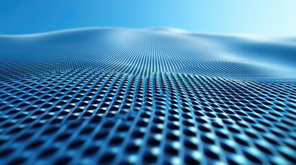Clean energy idea. Modern abstract background of blue mesh with smooth waves and depth effect.