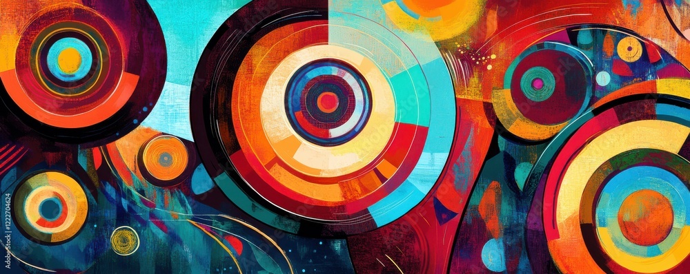 Poster vibrant abstract geometric circles in dynamic colorful design