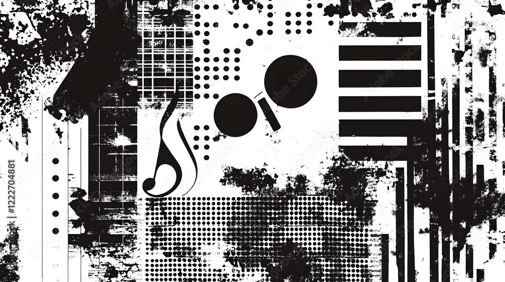 Aufkleber mesmerizing abstract geometric shapes and patterns in monochrome aesthetic