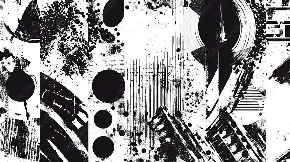 Aufkleber Mesmerizing Abstract Patterns and Textures in Monochrome Composition