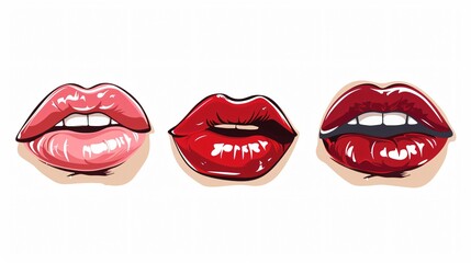 Obraz premium Lipstick Kiss Mark on a Mouth with Red Lips Makeup Print