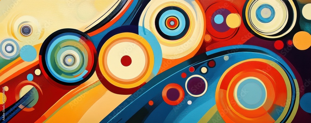Poster abstract colorful circular patterns with dynamic swirls and vibrant hues