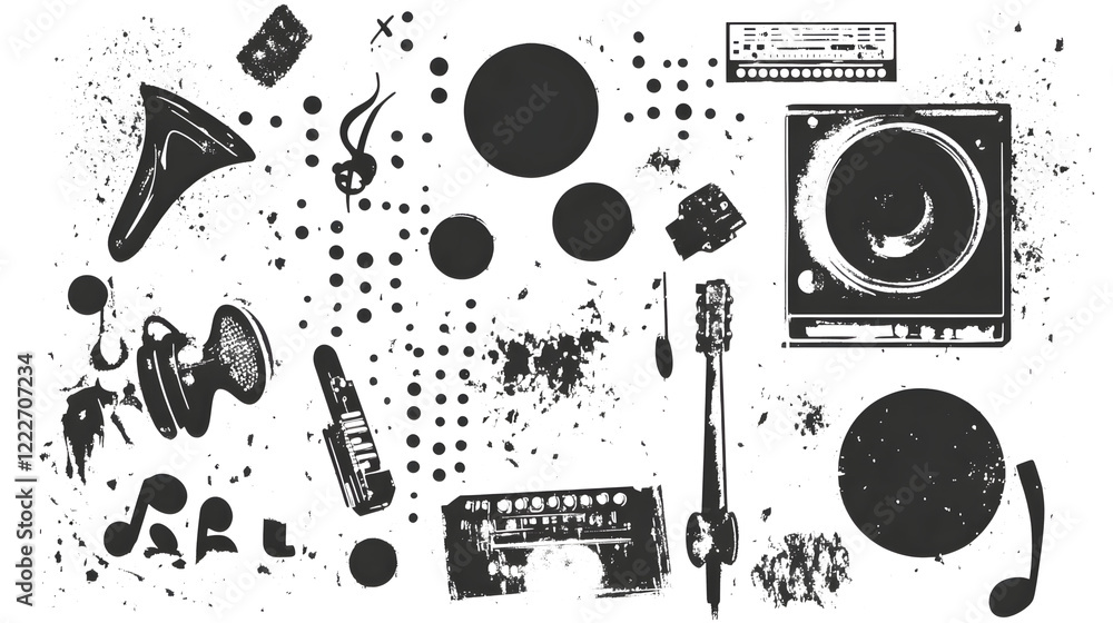 Poster Mesmerizing Abstract Textures and Patterns in Monochrome Composition
