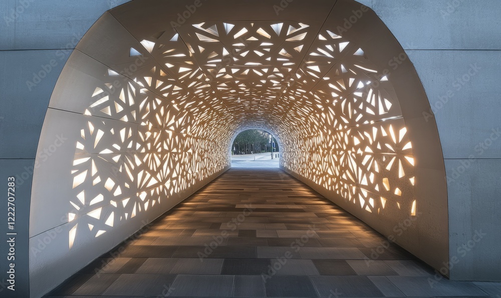 Aufkleber intriguing illuminated tunnel design with geometric patterns