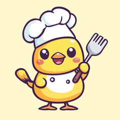 Cute Peeking Chef Chicken vector illustration