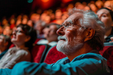 Obraz premium Theater spectacle in front of a crowded audience generative ai