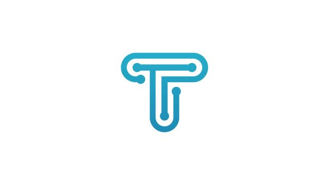 Modern Blue T Logo Animation &ndash; Tech Creative Branding Footage