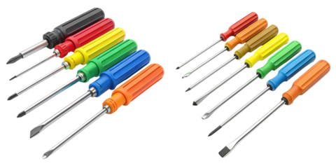 Screwdriver set in various colors, ideal for mechanics and DIY projects