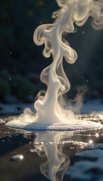 gentle steam wafts over an unblemished surface, solitary, surface
